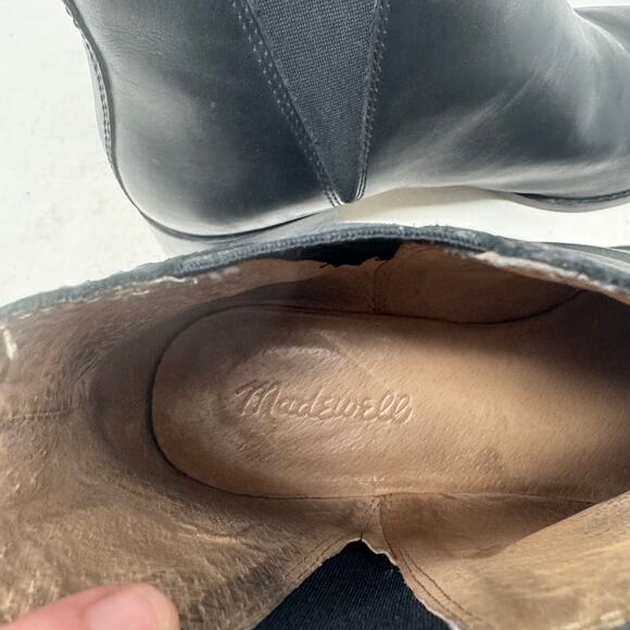 Madewell The Carina Boot Black Leather Chelsea Ankle Boots Pull-On Size 7.5 - Picture 12 of 14